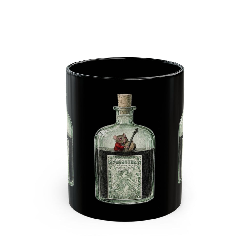 Musical Mouse IN Absinthe  Illustration Mug | Black Ceramic Coffee Cup