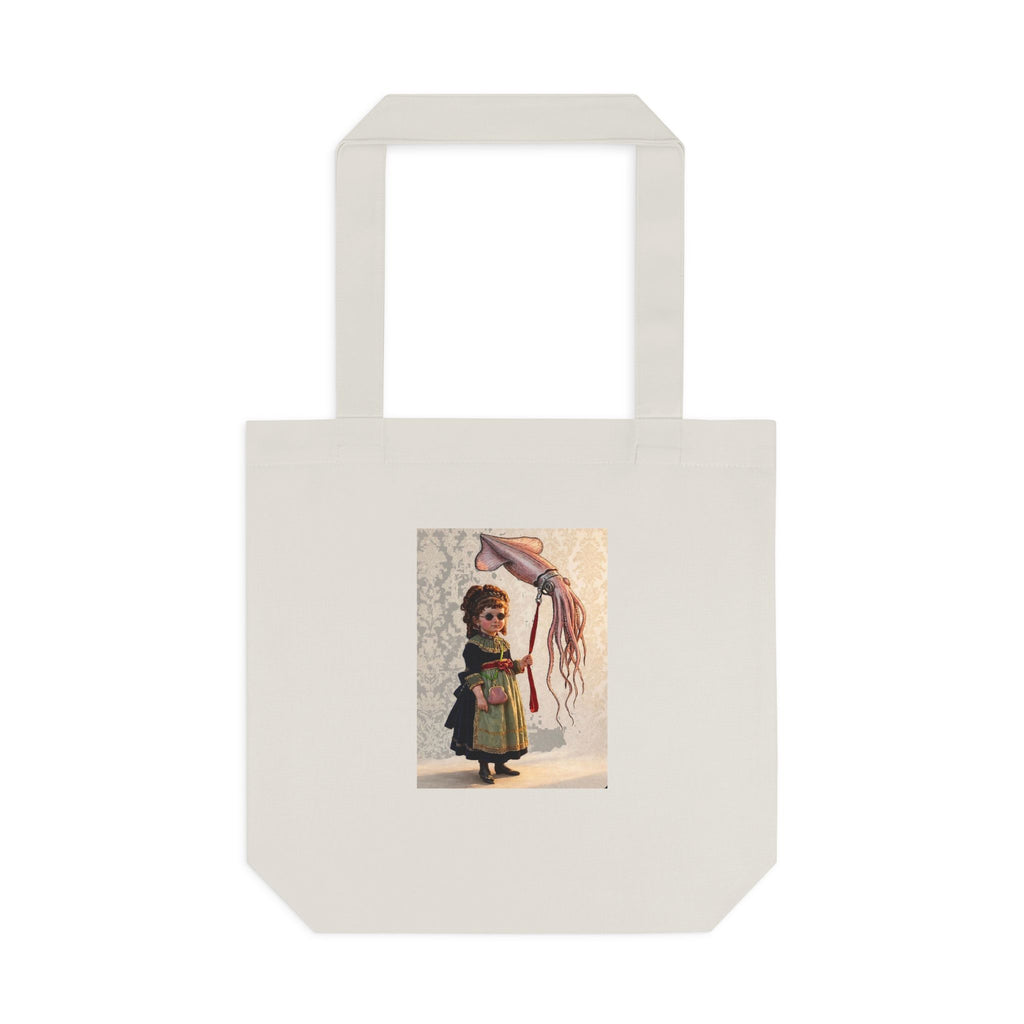 Miss Violet and her Pet Squid  Tote Bag | Whimsical Ocean Illustration