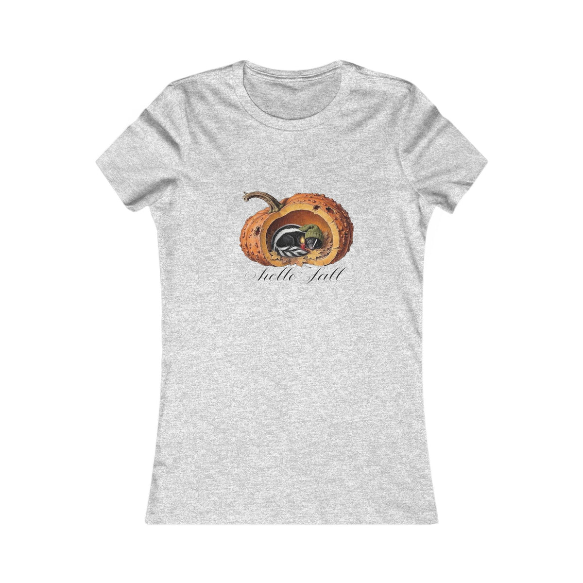 Hello Fall Cozy Skunk in Punkin Women's Ideal Comfort T