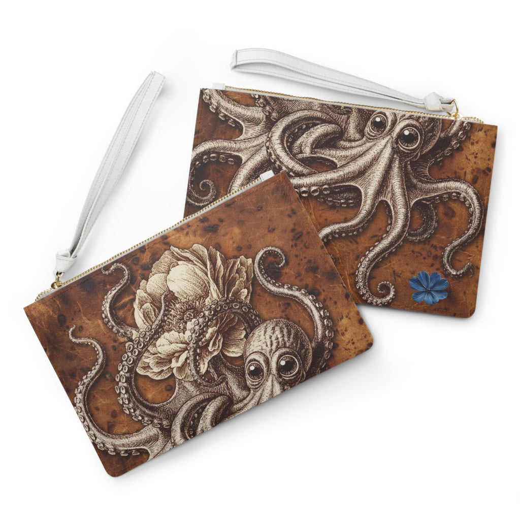 Octopus Floral Clutch Bag — Vintage Nautical Sea Creature Wristlet