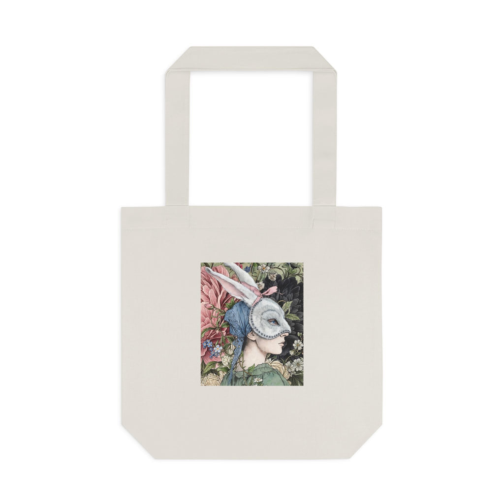 Victorian Masquerade Rabbit Mask Tote Bag — Vintage Victorian Hare Portrait Cotton Tote
