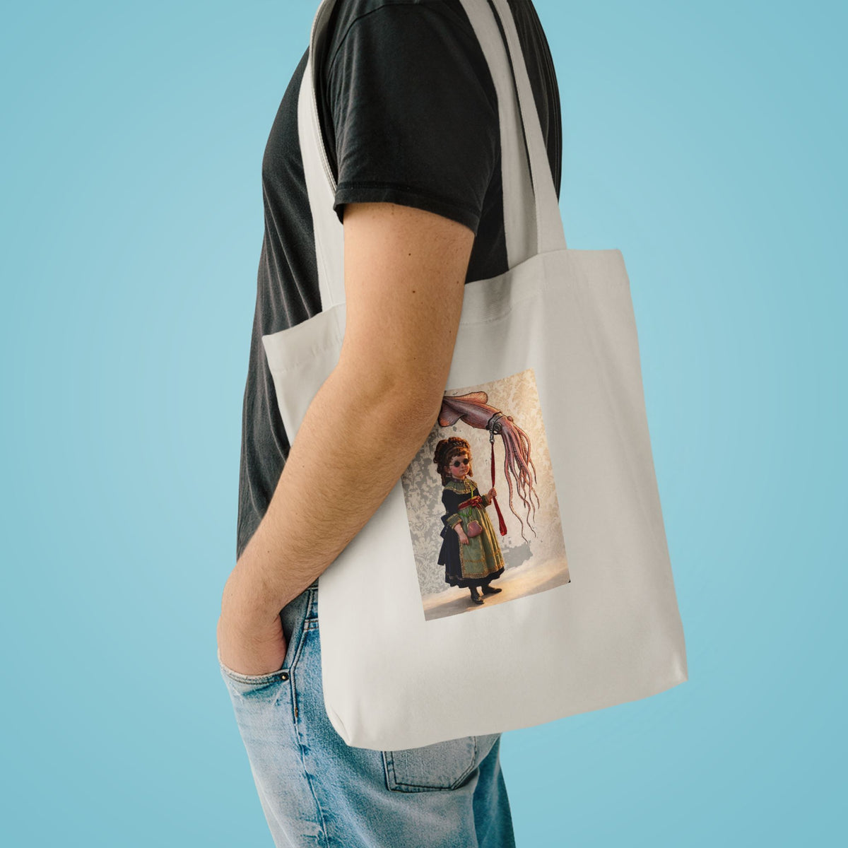 Miss Violet and her Pet Squid  Tote Bag | Whimsical Ocean Illustration