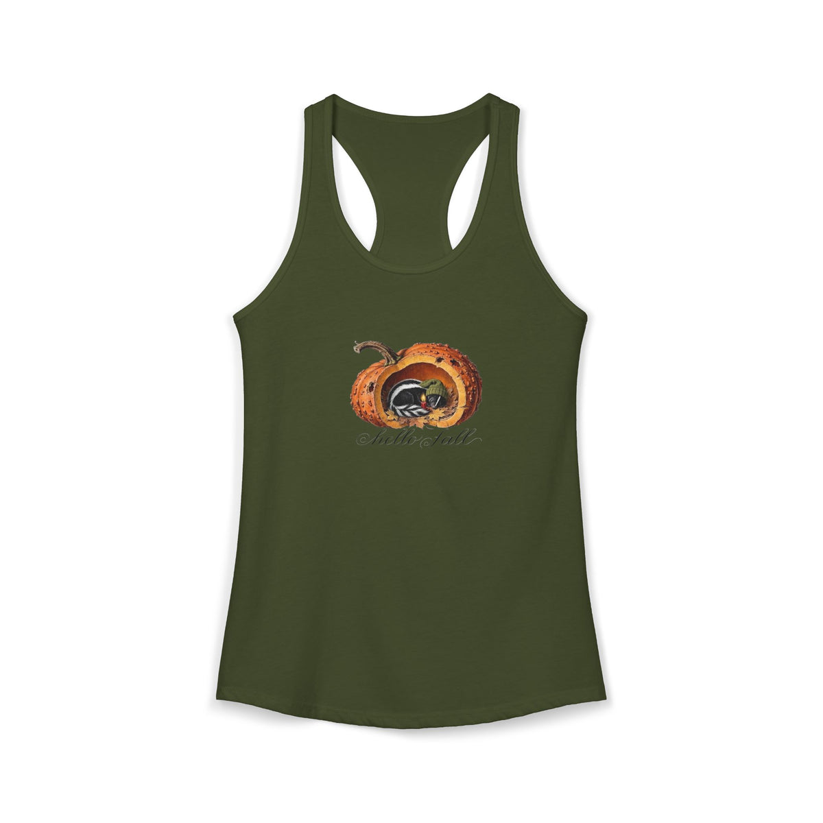 Hello Fall Cozy Skunk in Punkin Women's Ideal Racerback Tank