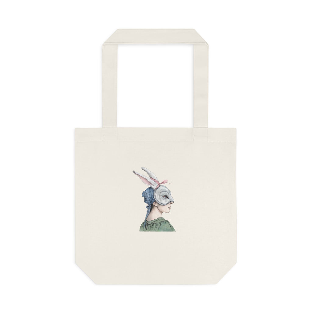Victorian Masquerade Rabbit Mask Tote Bag — Vintage Victorian Hare Portrait Cotton Tote