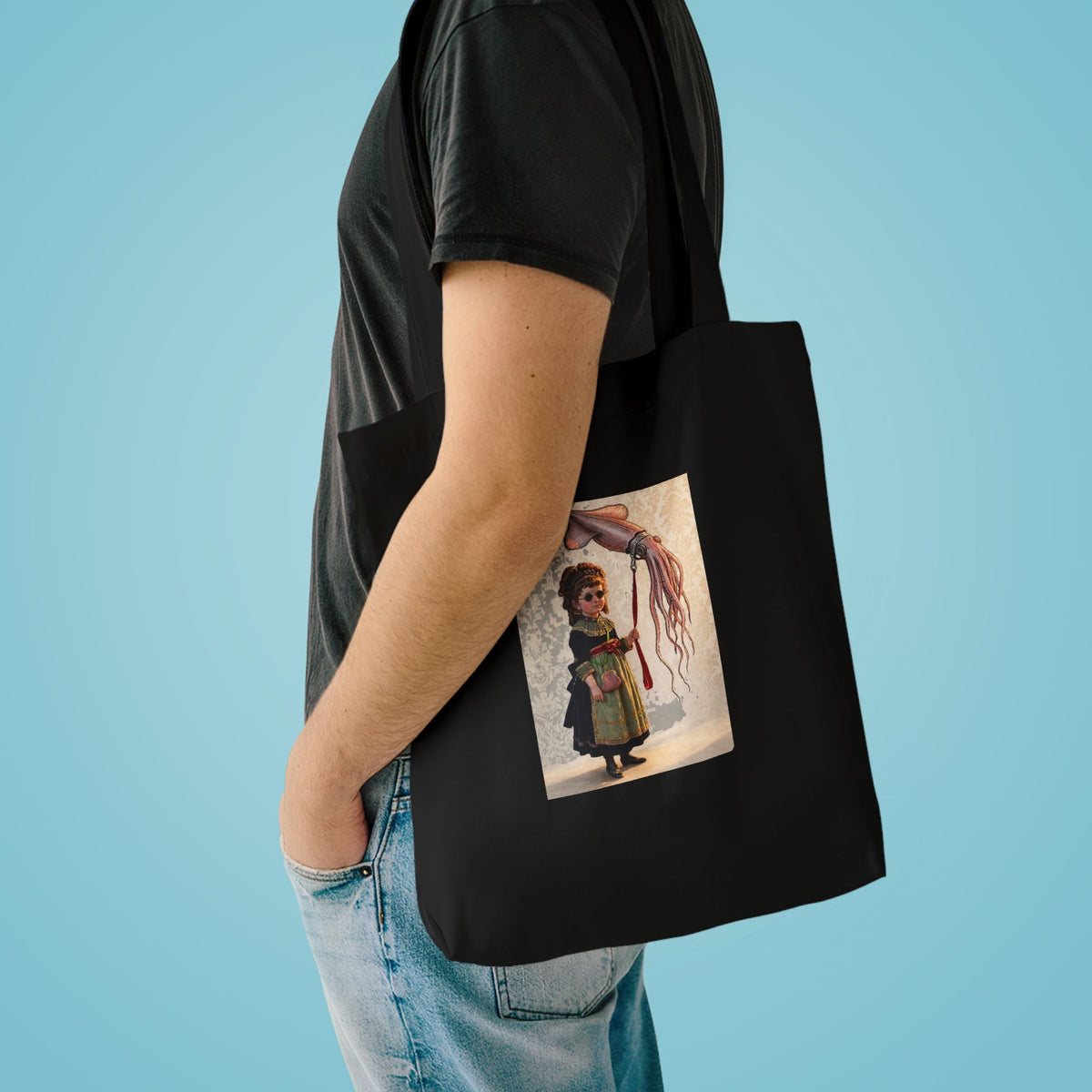 Miss Violet and her Pet Squid  Tote Bag | Whimsical Ocean Illustration