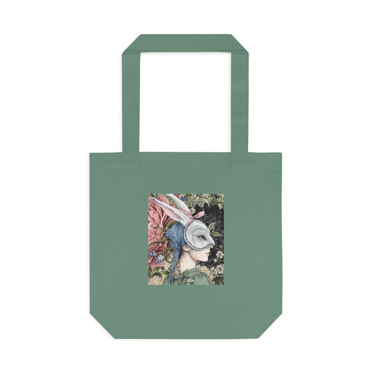 Victorian Masquerade Rabbit Mask Tote Bag — Vintage Victorian Hare Portrait Cotton Tote