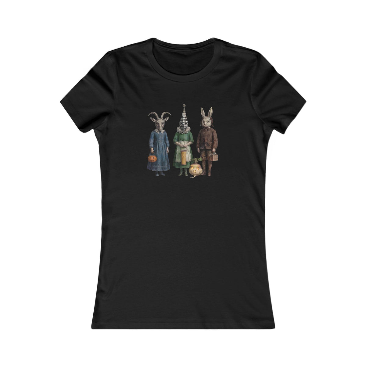 Victorian Halloween Masquerade  Scene T-Shirt | Victorian Trick or Treat Pumpkins