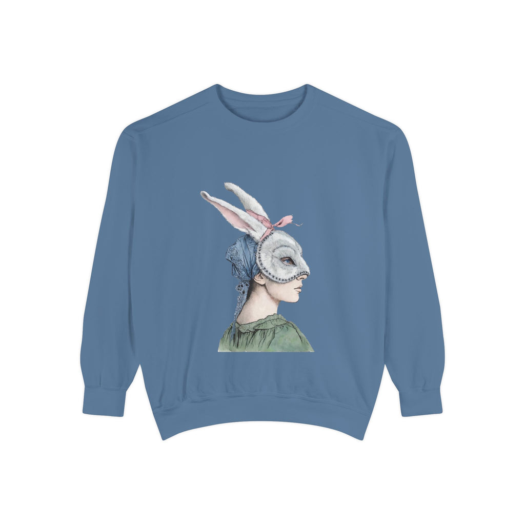 Masquerade Portrait Sweatshirt | Vintage Floral Back Print
