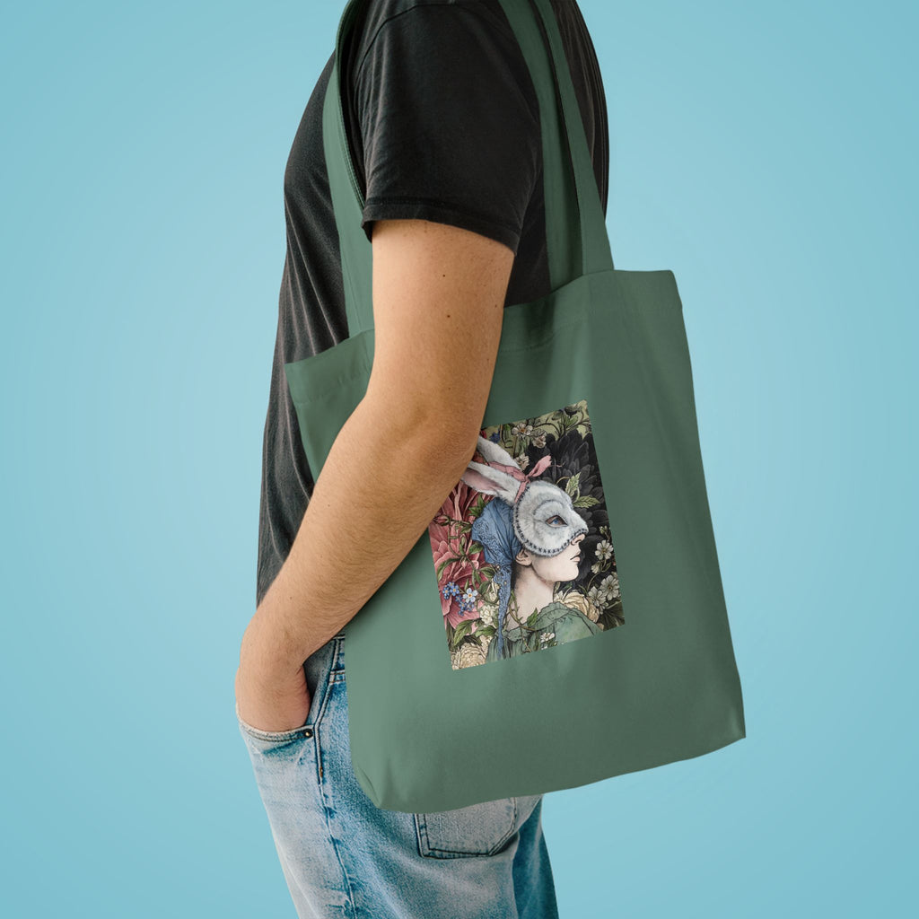 Victorian Masquerade Rabbit Mask Tote Bag — Vintage Victorian Hare Portrait Cotton Tote
