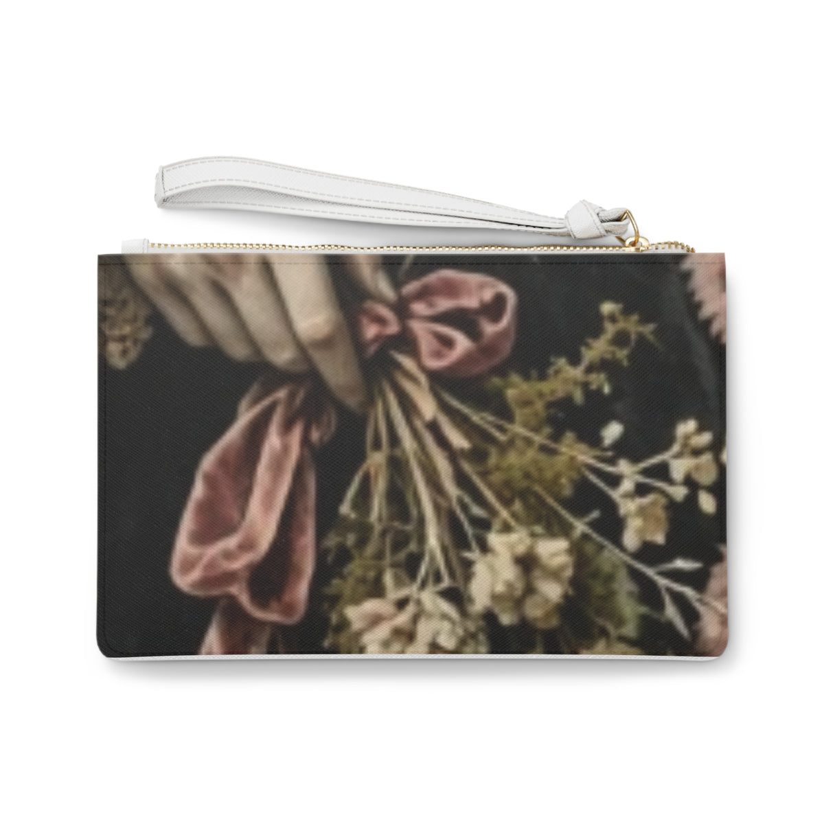 Floral Velvet Bow Clutch Bag — Vintage Dried Bouquet Wristlet