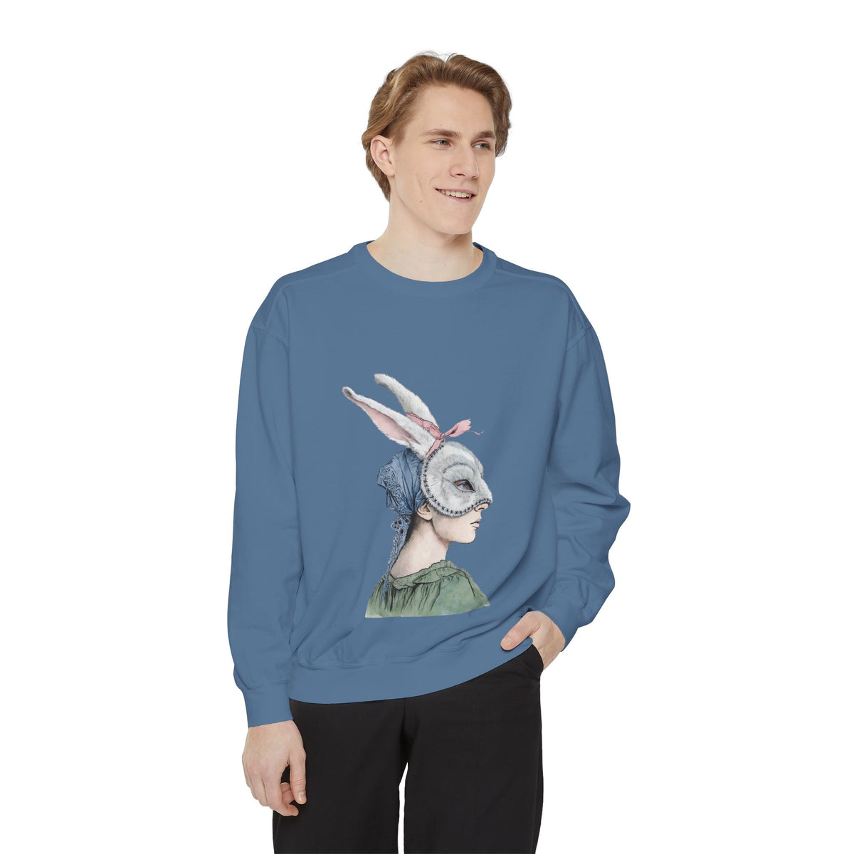 Masquerade Portrait Sweatshirt | Vintage Floral Back Print