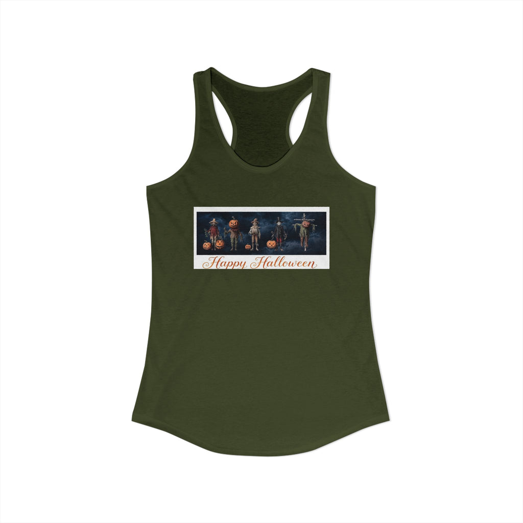 Harvest Scarecrows Cute and Spooky  Women's Ideal Racerback Tank