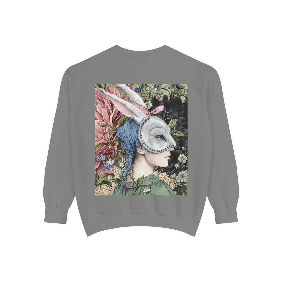 Masquerade Portrait Sweatshirt | Vintage Floral Back Print