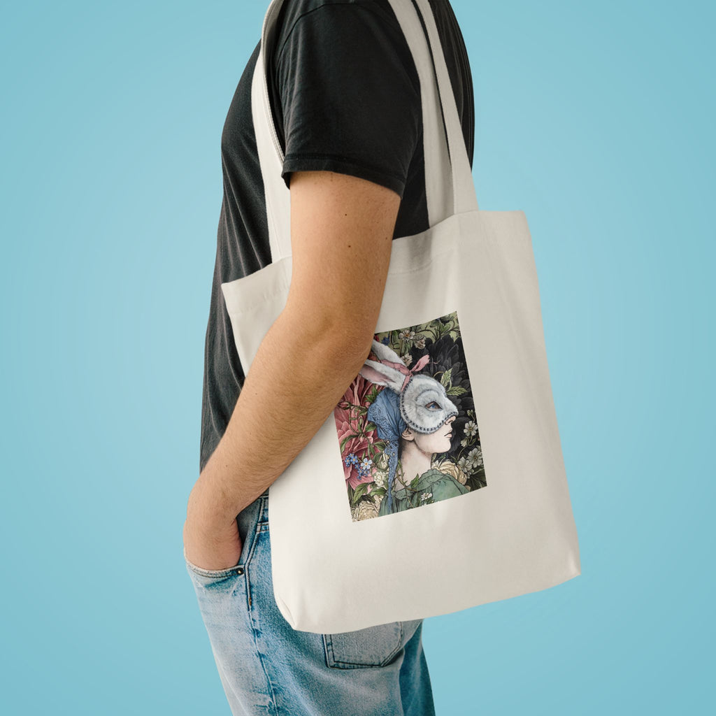 Victorian Masquerade Rabbit Mask Tote Bag — Vintage Victorian Hare Portrait Cotton Tote