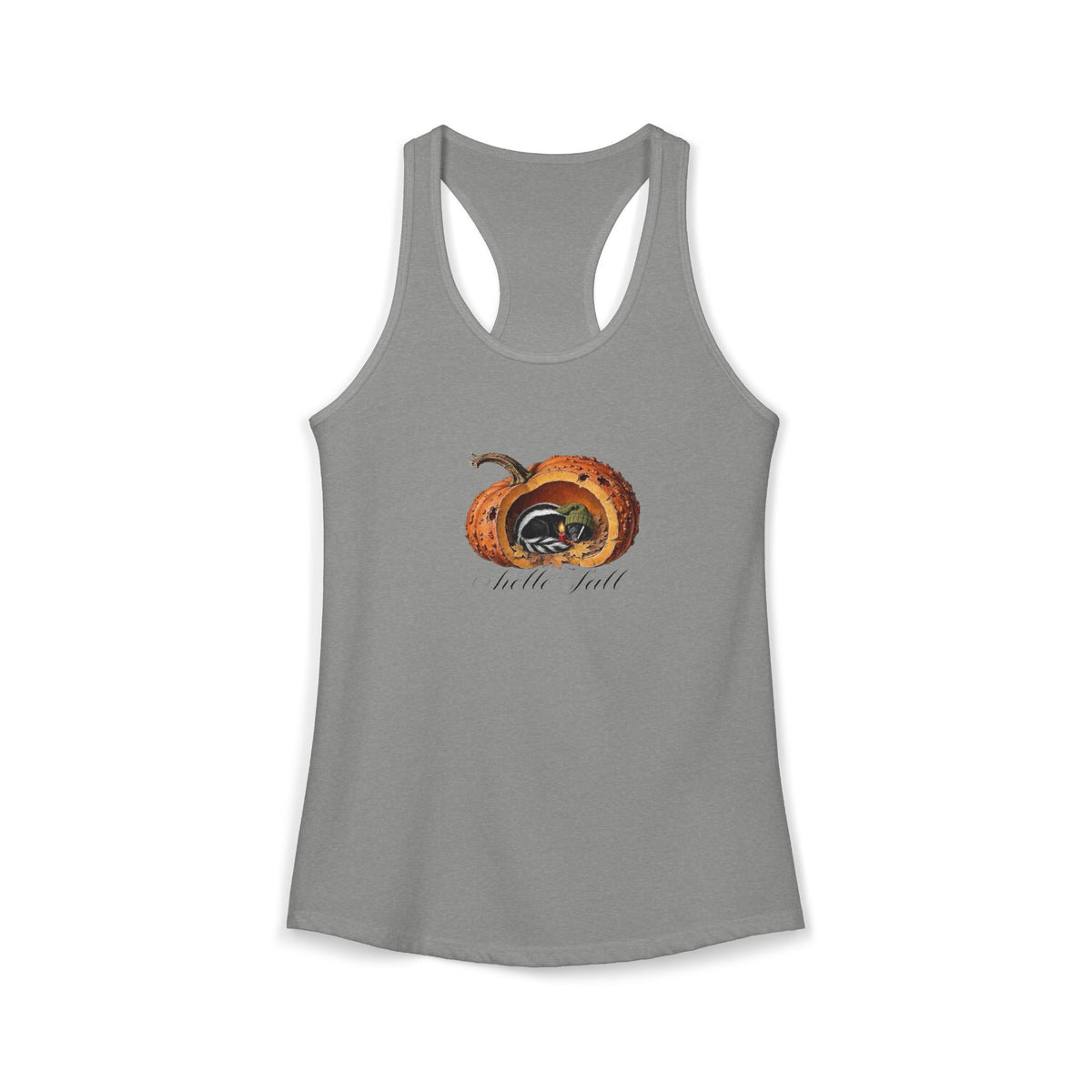 Hello Fall Cozy Skunk in Punkin Women's Ideal Racerback Tank