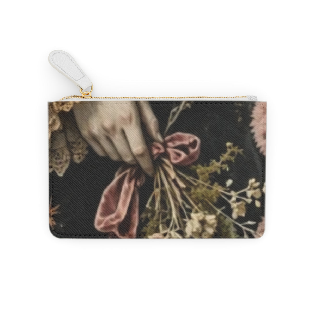 Floral Velvet Bow Mini Clutch — Vintage Bouquet Wristlet Purse