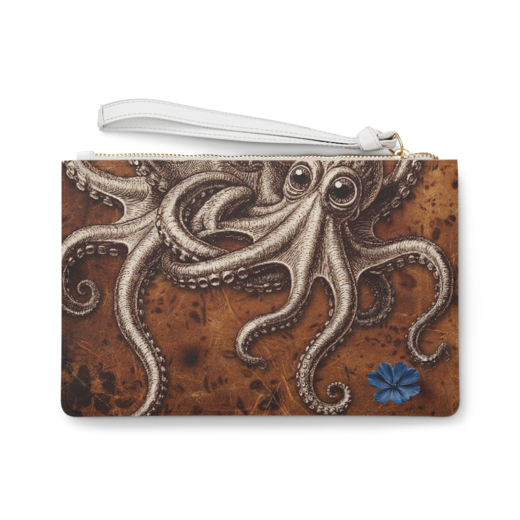 Octopus Floral Clutch Bag — Vintage Nautical Sea Creature Wristlet