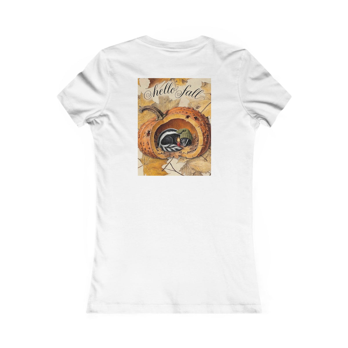 Hello Fall Cozy Skunk in Punkin Women's Ideal Comfort T