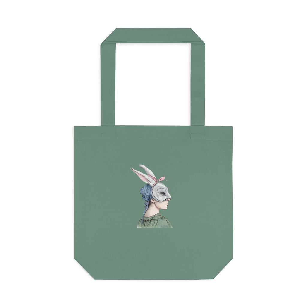 Victorian Masquerade Rabbit Mask Tote Bag — Vintage Victorian Hare Portrait Cotton Tote