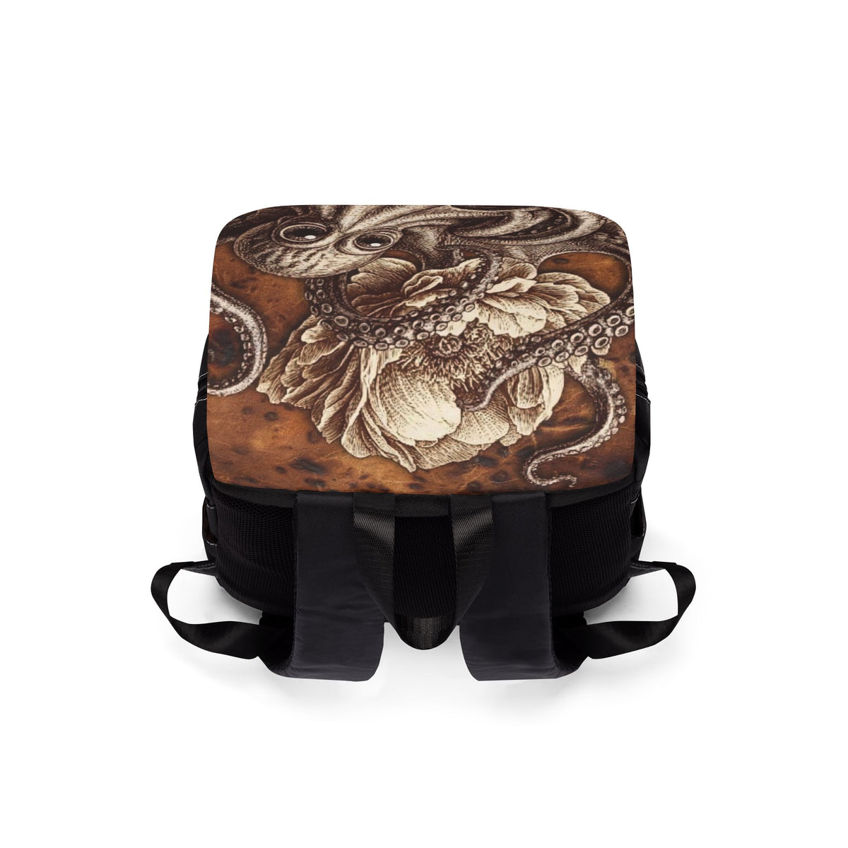 Octopus & Peony Backpack | Nautical Tentacle Design, Peony Accent