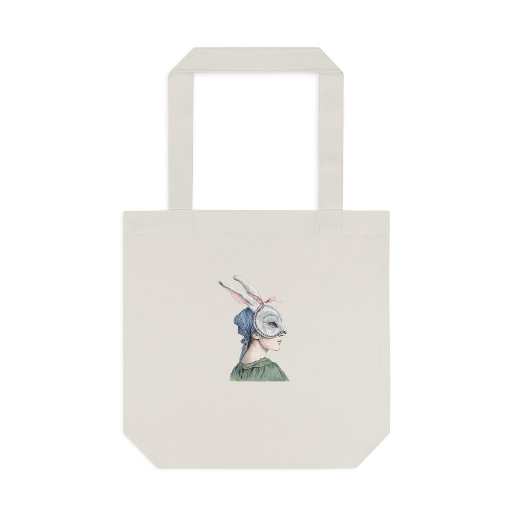 Victorian Masquerade Rabbit Mask Tote Bag — Vintage Victorian Hare Portrait Cotton Tote