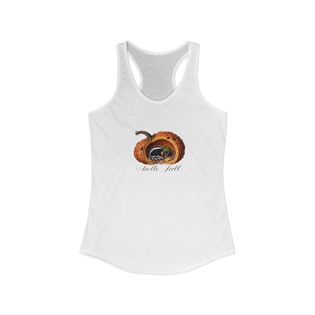 Hello Fall Cozy Skunk in Punkin Women's Ideal Racerback Tank