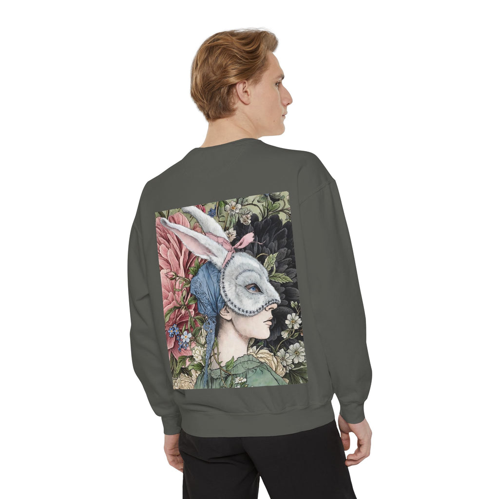 Masquerade Portrait Sweatshirt | Vintage Floral Back Print