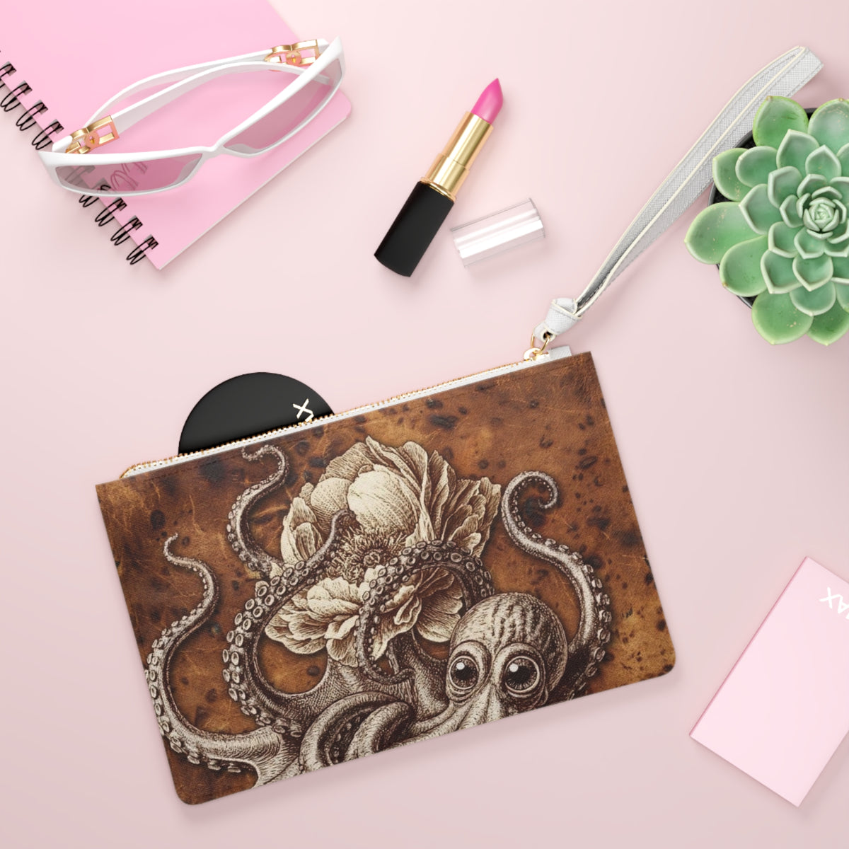 Octopus Floral Clutch Bag — Vintage Nautical Sea Creature Wristlet