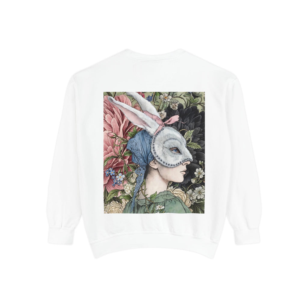 Masquerade Portrait Sweatshirt | Vintage Floral Back Print