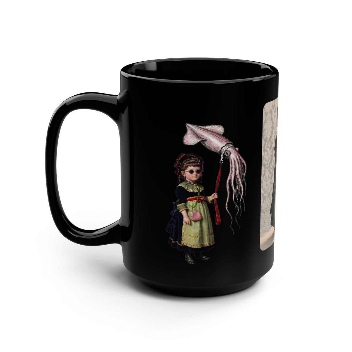 Miss Violet and Her Pet Squid     Illustration Mug | Black 15oz