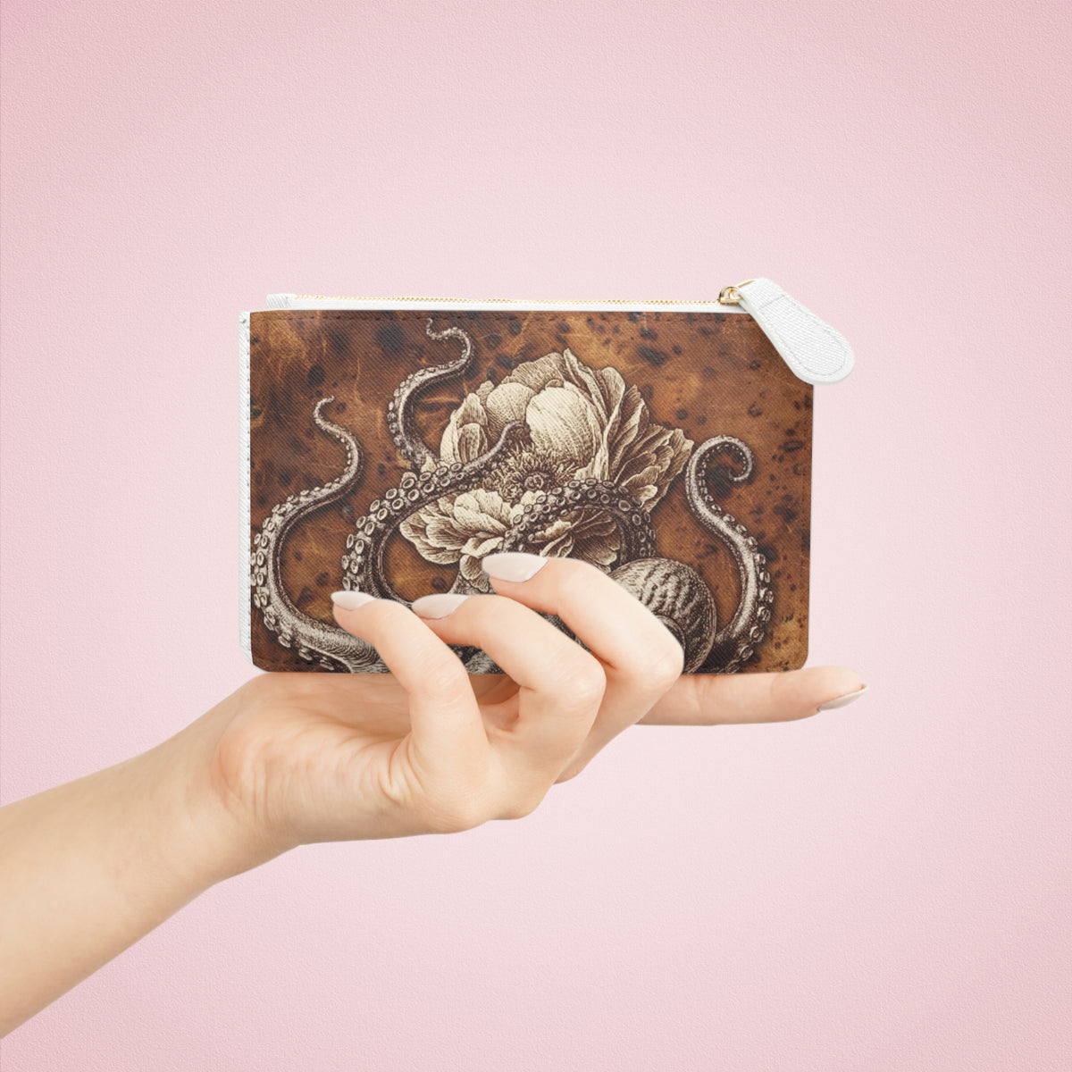 Octopus and Peony Mini Clutch Bag